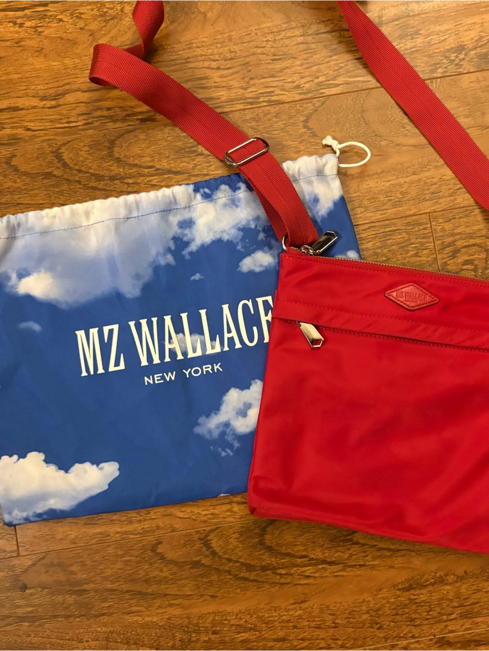 MZ Wallace Red Nylon Crossbody Messenger Bag